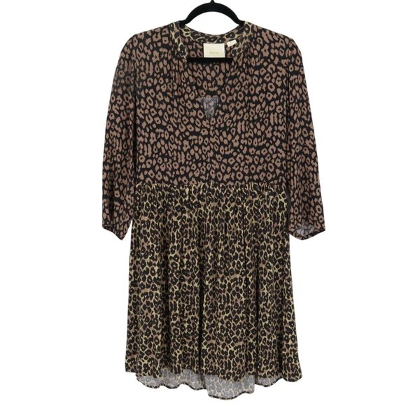 Maeve Juno Dress Womens S Brown Trendy Career Office Wear Animal Print Classic - Picture 2 of 16